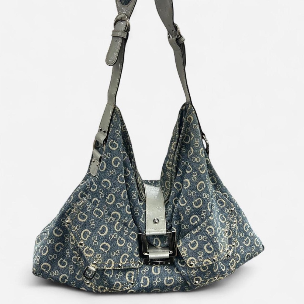 ❗️SOLD❗️Vintage Y2K Guess Large Denim Monogram Shoulder Bag✨